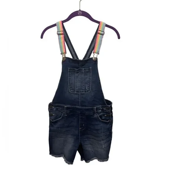 Justice Denim Shortalls with Rainbow Straps - Picture 6 of 10